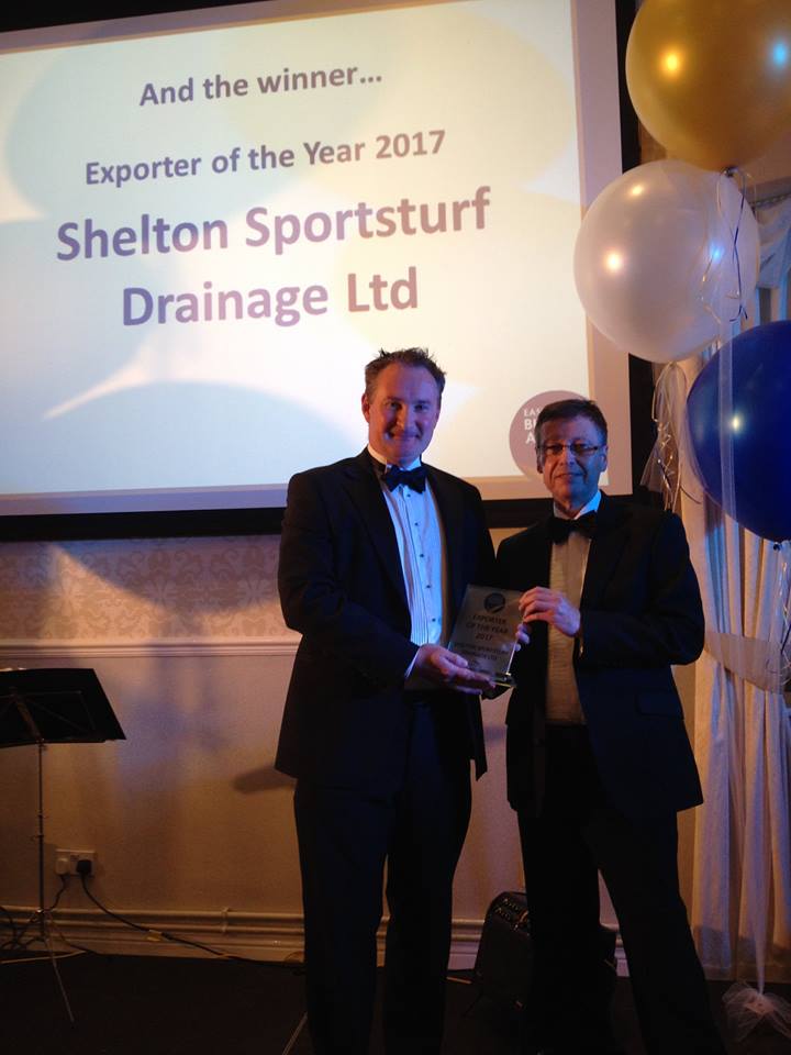 Stuart Davy presents Richard Clark with ELBA Exporter of the Year Award